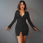 Pure Color Zipper Dress -