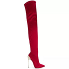 Arden Furtado 2025 Autumn Stretch boots Metal stiletto heels Over the knee boots Pointed Toe Super high heel thigh high boots 41 -