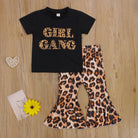 Baby Girls Leopard Clothes Outfits Cotton Short Sleeve T-shirts Tops Flare Pants 2pcs Summer Infant Kids Clothing Suits -