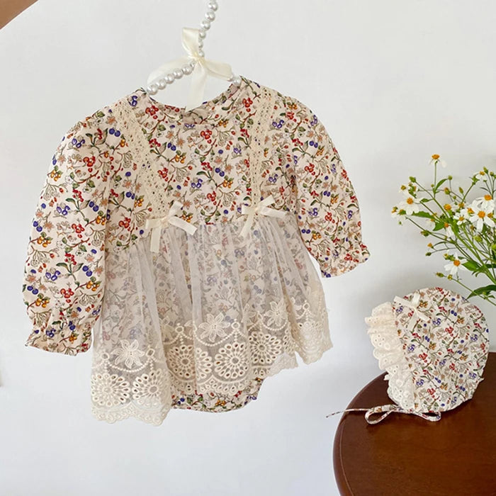 Keep your little girl cozy and cute with this adorable romper and matching hat set—perfect for toddlers! -