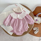 Dress your newborn in adorable style with this fashionable lace baby romper bodysuit—soft, comfy, and perfect for special moments! -