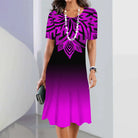 New Women's Dresses Striped Printed Elegant Casual O Neck Short Sleeve Summer Dresses Fashion Ladies Plus Size Clothing Vestidos -