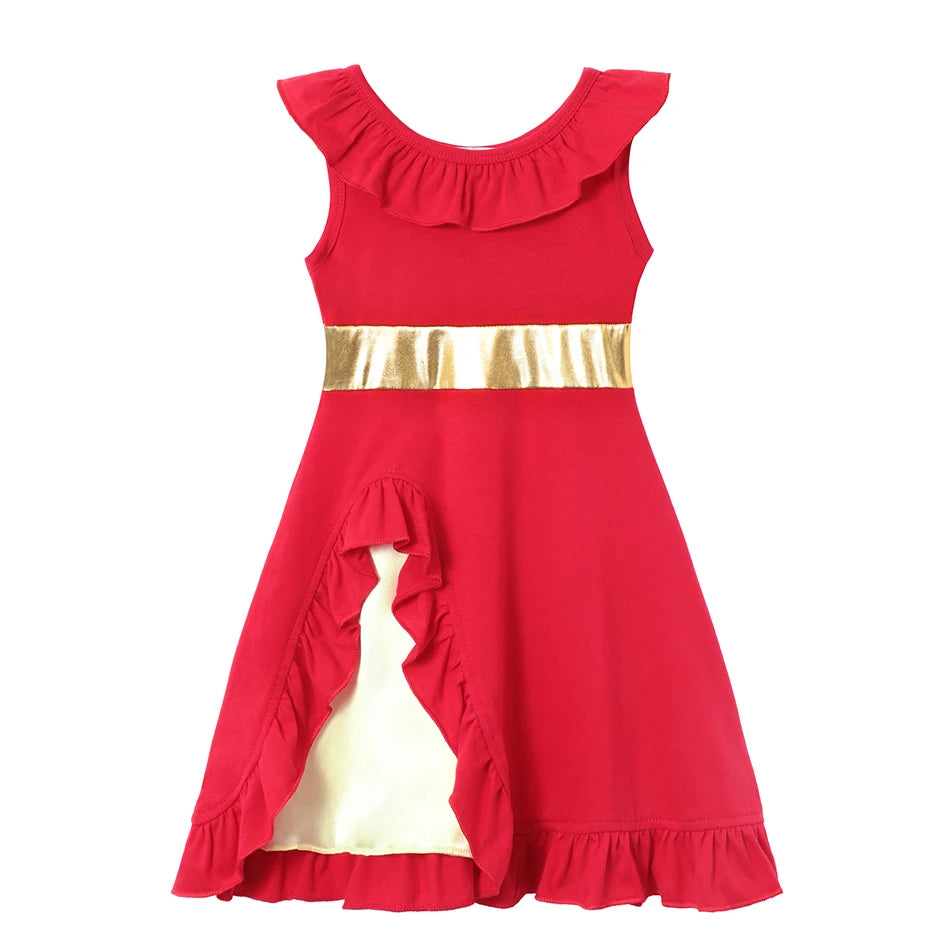 Summer Casual Dress for Girls Mermaid Dress One-Shoulder Sling Short Sleeve Cosplay Princess Costume Casual Vest 2-10 Years -