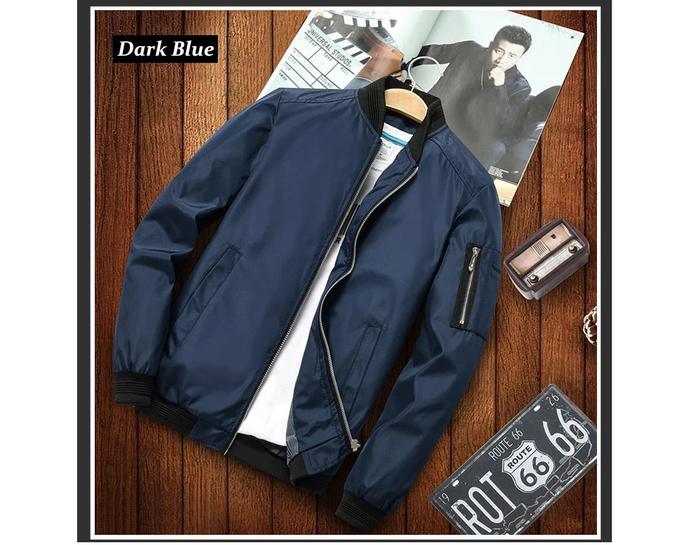 Stay stylish and comfortable with this men's casual lightweight bomber jacket. -