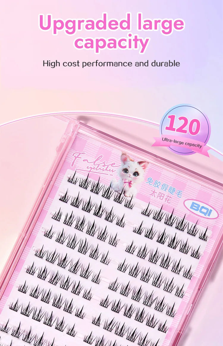10 Rows of Large Capacity Glue-free False Eyelashes Single Cluster 10-12MM C-curled Natural Self-adhesive false Eyelashes -