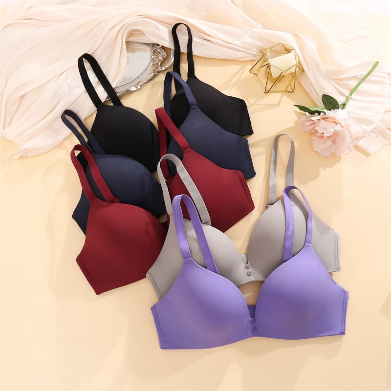 FINETOO Sexy Wire Free Push Up Underwear For Women Seamless Deep V Cup Bras Adjustable Comfort Bralette Female Backless Lingerie -