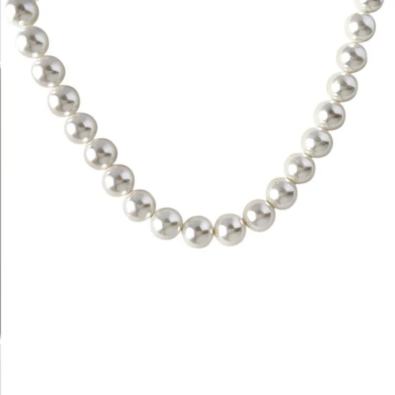 Vintage White Pearl Chain Choker Necklace -