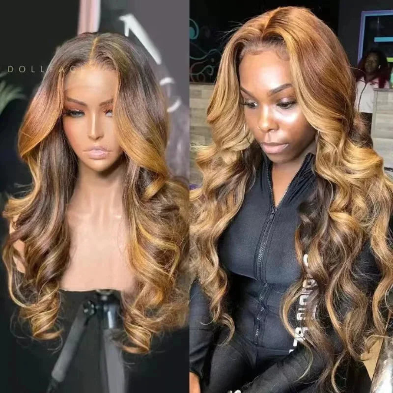 Elevate your style with this 30-inch highlight human hair body wave wig—featuring a 13x6 HD lace frontal for a natural look, perfect for cosplay and everyday elegance! -