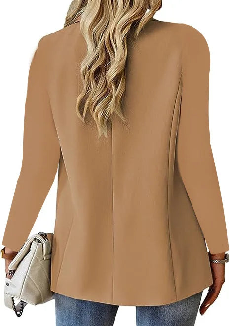 Women's Long Sleeve Blazers, Simple Button Pocket, White, Office, Commuter, Monochromatic, New -