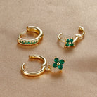 3PCS Trendy Stainless Steel Flower Drop Earring Set -