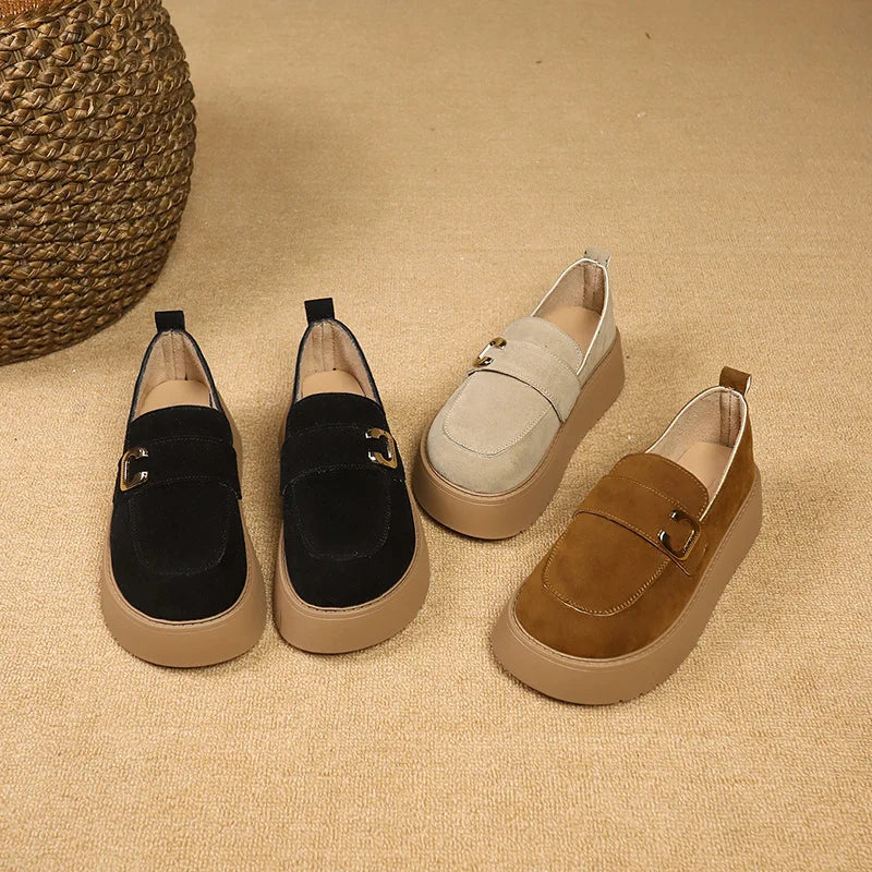 Elevate your style with these platform sole loafers for women. -