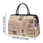 Travel in style with this waterproof handbag featuring a vintage newspaper print. Perfect for those looking for a chic and unique accessory to carry while on the go. -