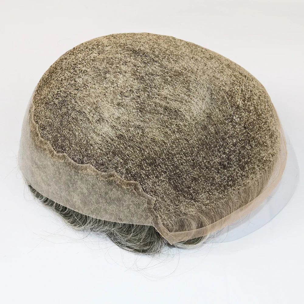 Achieve a seamless look with this natural hairline lace front male wig—ash blonde to brown shades, breathable 100% human hair, featuring lace & PU cap for a comfortable, realistic fit! -
