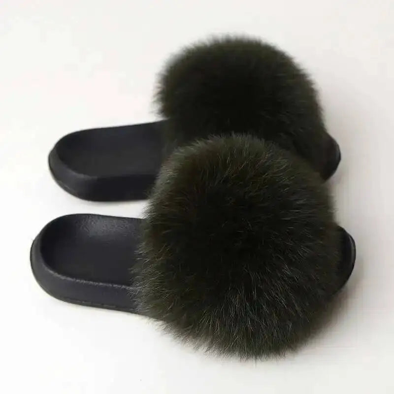Real Fox Fur Slippers -