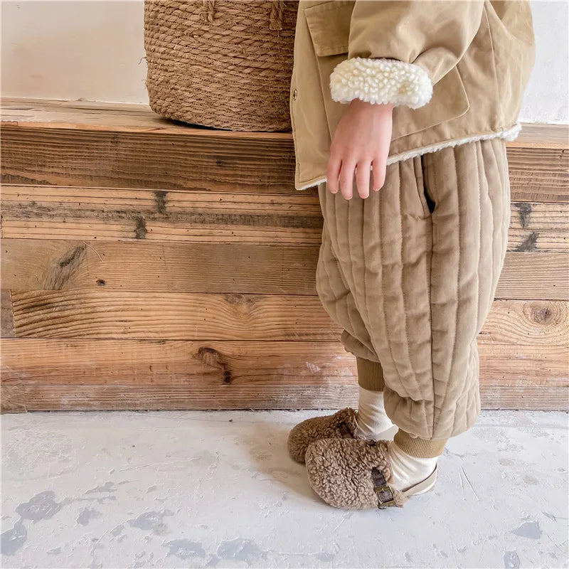 Children's Clothing From 2 To 7 Years Winter Kids Warm Cotton-Padded Trousers Baby Girls Thick Pants Toddler Boys Wear Clothes -