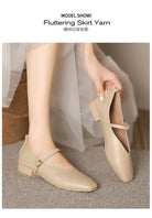 Woman Spring Casual Square Toe Low Soft Soled Shoes Lolita Ballerina Red Flats Female Elegant French Retro Buckle Mary Janes -