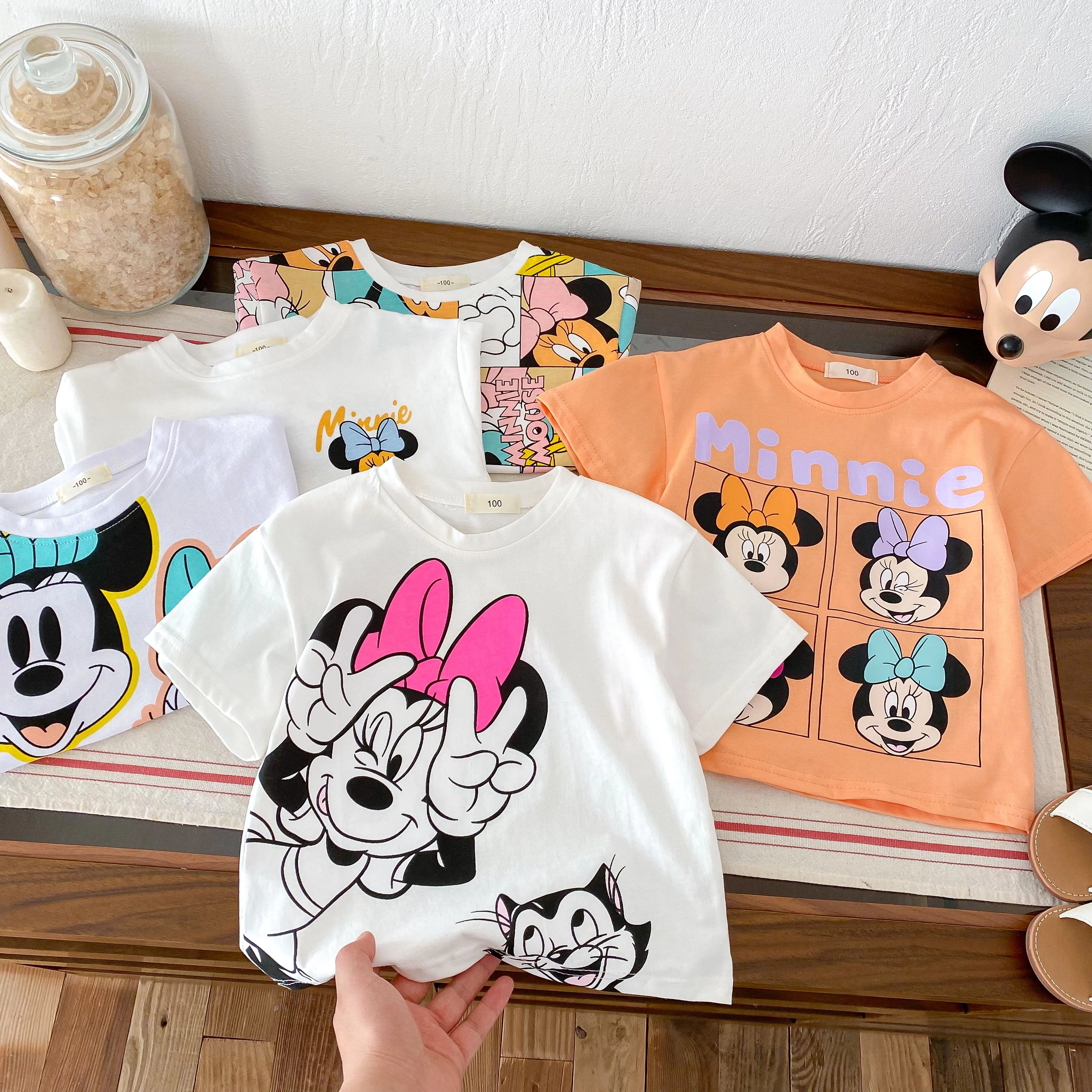 Girls Child Suits Cartoon TShirt Solid Color Shorts 2pcs Short Sleeve Tracksuits Outer Wear Kids Casual Cute Black Tees Outfit -