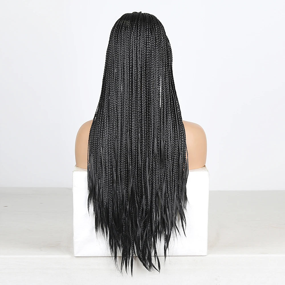 Enhance your style with this 13x4 lace front braided box braids wig—a fashionable and versatile choice for a trendy and chic hairstyle. -