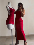 halter strap hip dress -