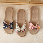 Ladies' Bohemian Style Bow Flower Linen Slippers Sandals Beach Shoes Home Shoes Beach Slippers Indoor Non Slip Shoes 2024 -