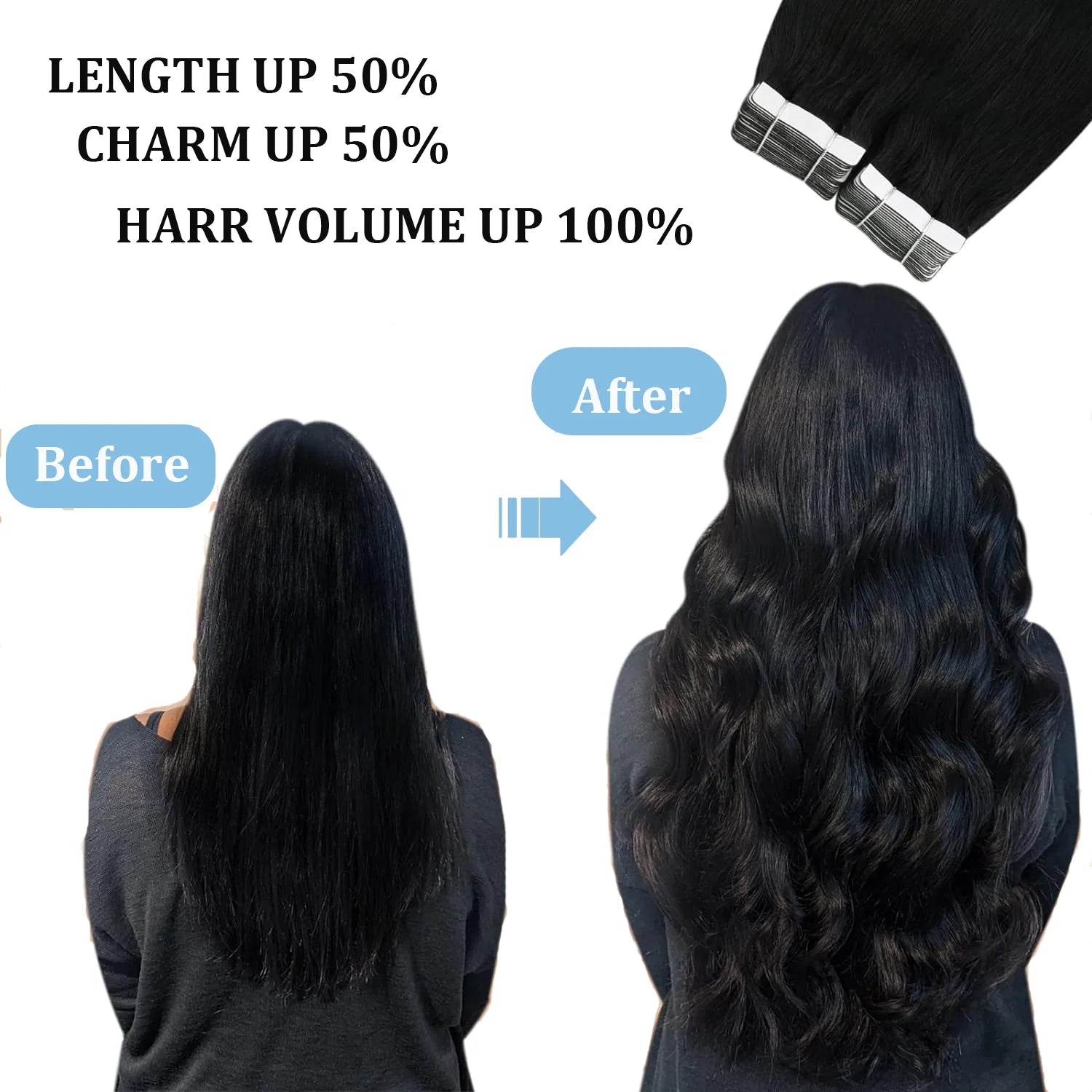 Tape In Human Hair Extensions Natural Straight Hair Extensions 1B Black Brown Blonde 100% Remy Skin Weft Adhesive Glue On -