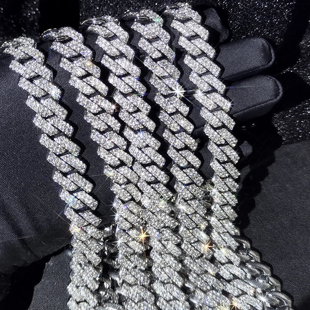 14mm Prong Miami Cuban Link Chain Necklace -