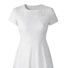 Make a chic statement with this elegant women's dress featuring an O-neck design, transparent lace, and hollow detail—a perfect choice for a sophisticated and stylish look. -