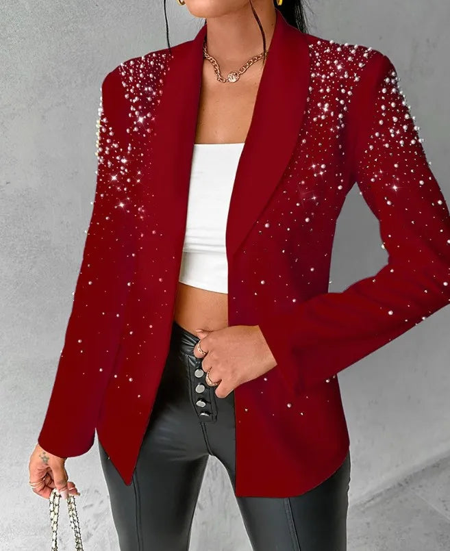 Stay trendy with these fashion blazers for women—streetwear-inspired slim long sleeve jackets with a turndown collar, perfect for casual autumn and spring wear! -