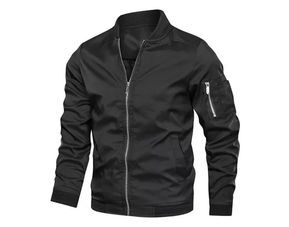 Stay stylish and comfortable with this men's casual lightweight bomber jacket. -