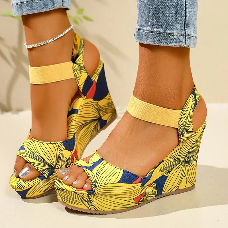 Shoes for Women 2025 New Women Wedge Sandals Retro Ethnic Printing Platform Sandals Ladies Casual Comfortable Outdoor Sandals -