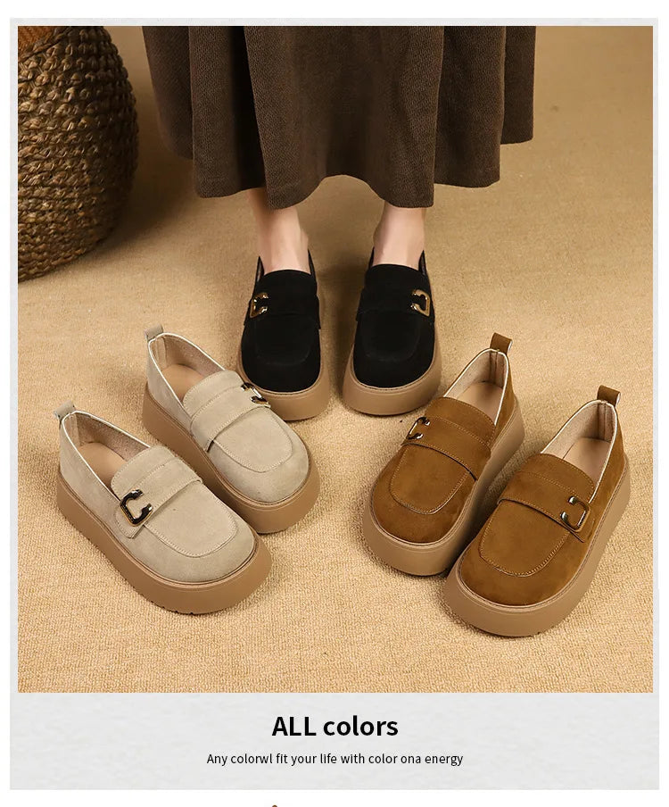 Elevate your style with these platform sole loafers for women. -