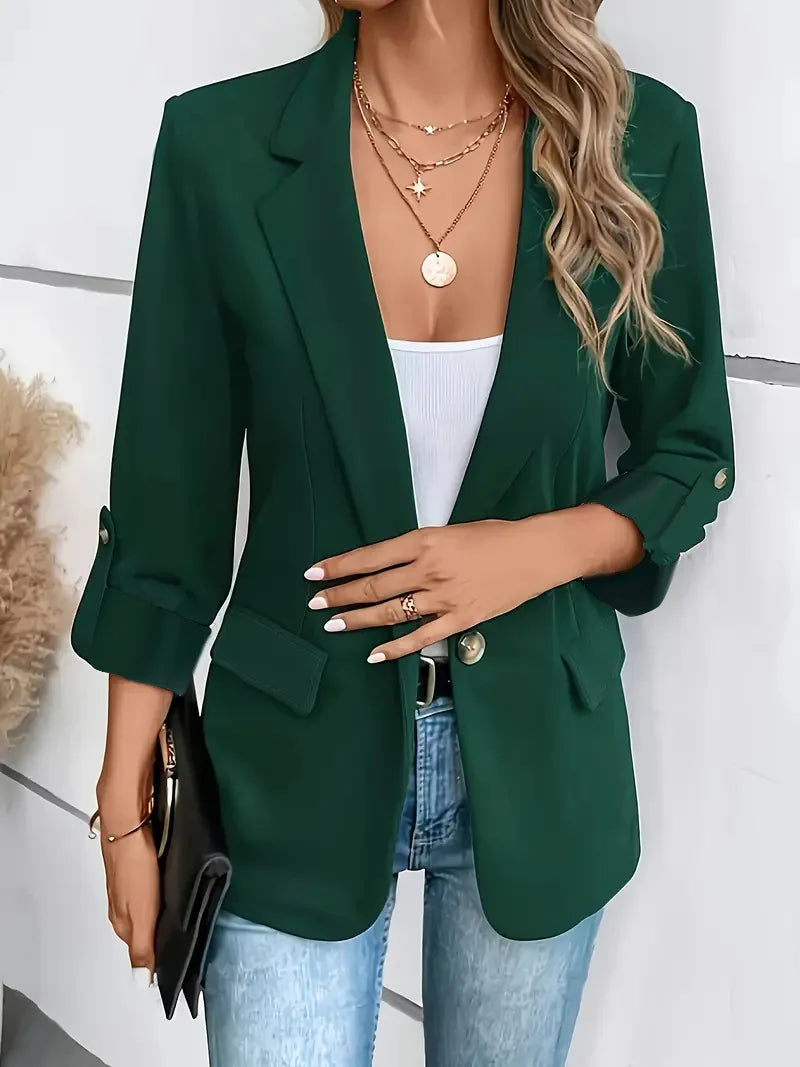 Step out in style with this sleek women's single-button blazer—classic elegance for any occasion! -