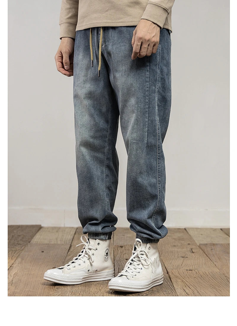 Classic Washed Blue Denim Jeans for Men -