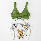 Women's Bikini Swimsuit Front Cross Lace Up Two Piece Bathing Suit -