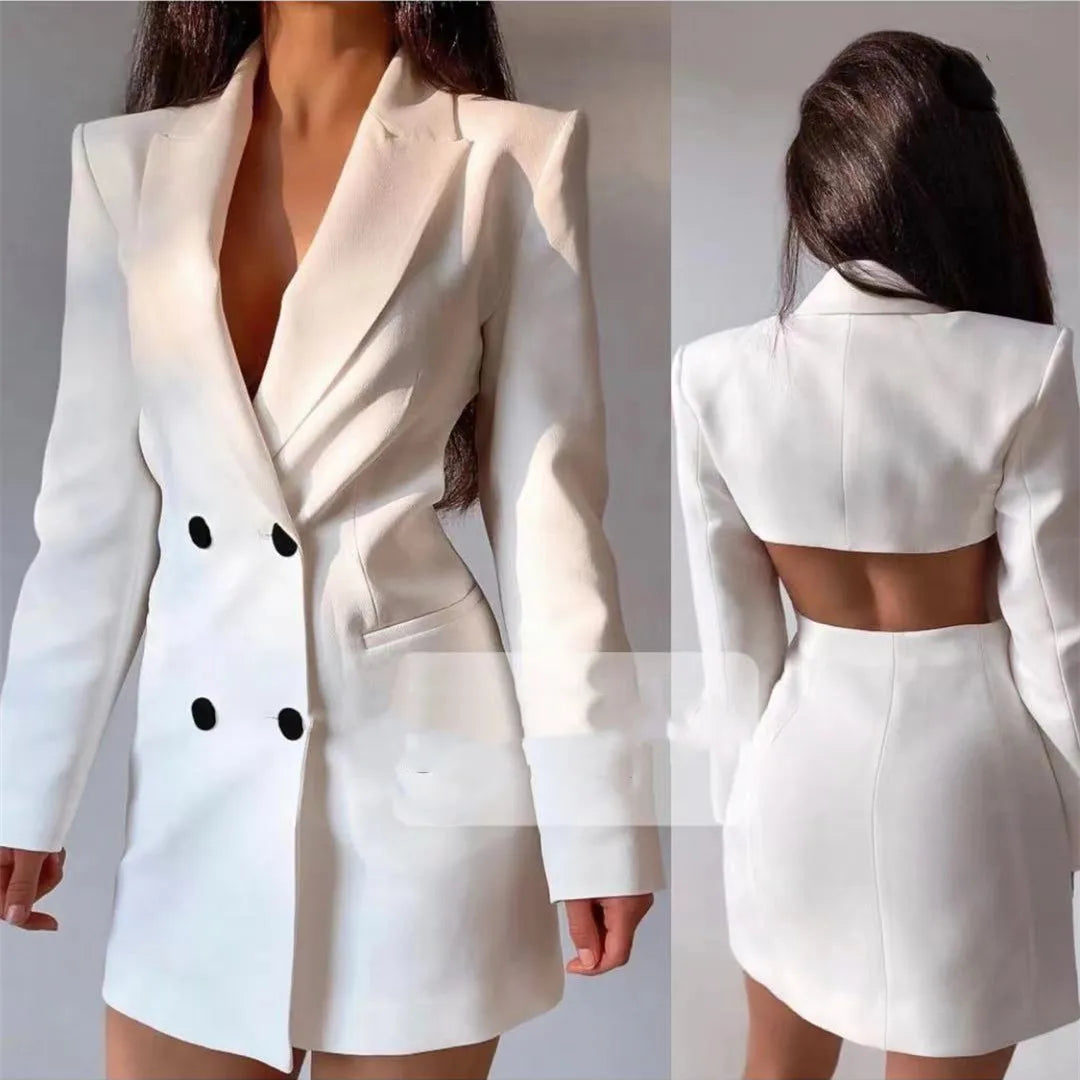 Backless Double Breasted Suit Skirt -