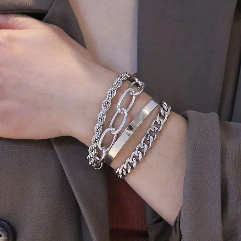 4pcs Cuban Chain Bracelets -