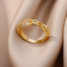 Gold Plated Stainless Steel Crystal Rings -