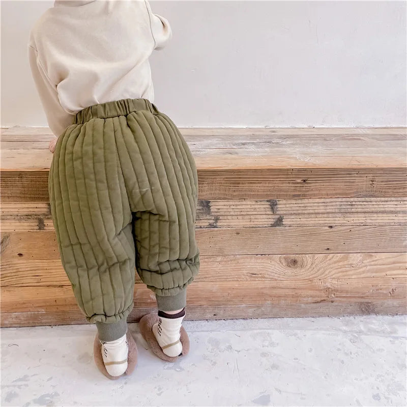 Children's Clothing From 2 To 7 Years Winter Kids Warm Cotton-Padded Trousers Baby Girls Thick Pants Toddler Boys Wear Clothes -