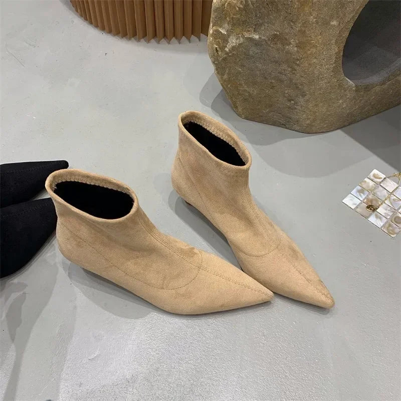 Shoes for Women 2025 High Quality Elegant Ankle Women's Boots Fashion Back Zipper Solid Office and Career Sexy Pointed Toe Boots -