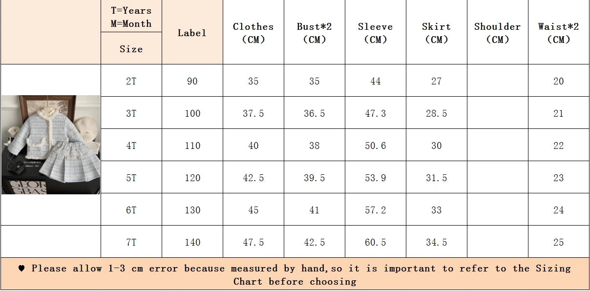 Children's Clothing Sets Tweed Scented Suit Fleece Coat + Pleated Skirt 2pcs Sets Baby Girl Clothes Kids Clothes 2 To 7 Years -