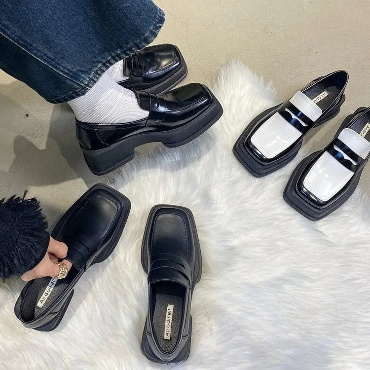 2025 New Women'S Shoes Low Heel Loafers Casual Ladies Slip on Square Toe Shoes Female Elegant Fashion Shoes Zapatillas Mujer -