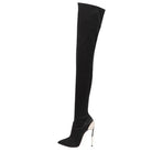 Arden Furtado 2025 Autumn Stretch boots Metal stiletto heels Over the knee boots Pointed Toe Super high heel thigh high boots 41 -