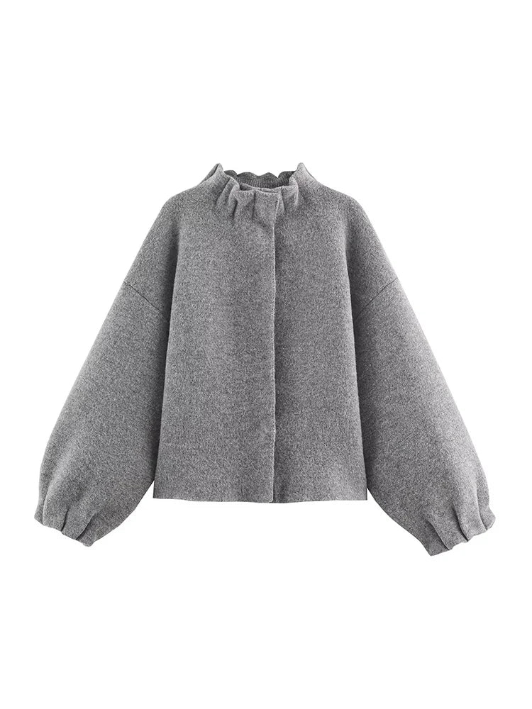 Women's Knitted Mini Skirt Set Long Sleeve -