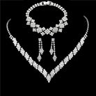 silver rhinestone l earrings & necklace -