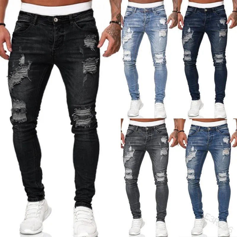 New Men's Ripped Slim Fit Jeans -