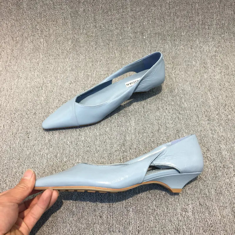 Shoes for Woman 2024 Comfortable Women's Summer Footwear Moccasins Blue Low Heel Elegant Pointed Toe High Quality Popular Young -