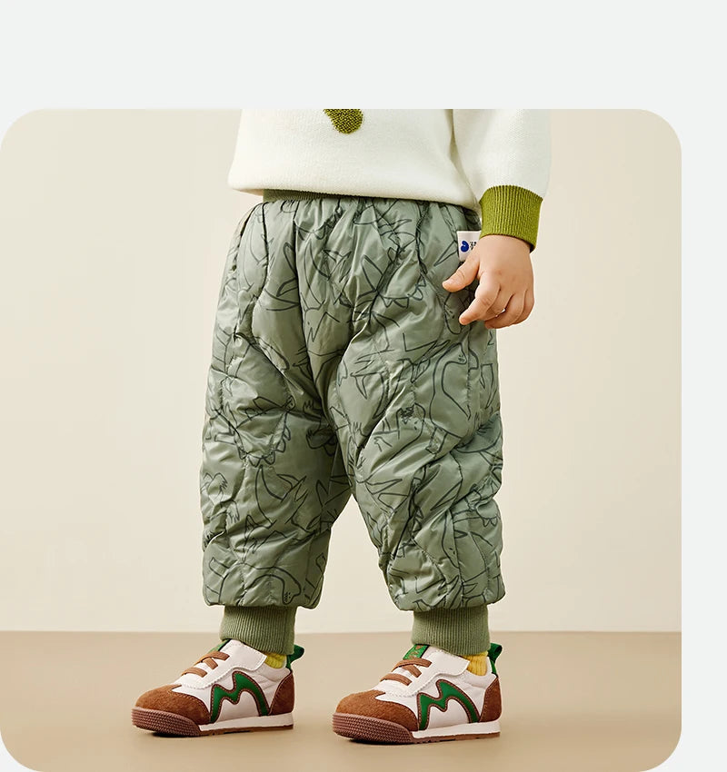 Keep your kids cozy and protected with these new style three-proof high-waisted warm down trousers—perfect for boys and girls on chilly days! -