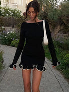 Women's Mini Dress Ruffled High Waist Elegant (Slim Fit) -