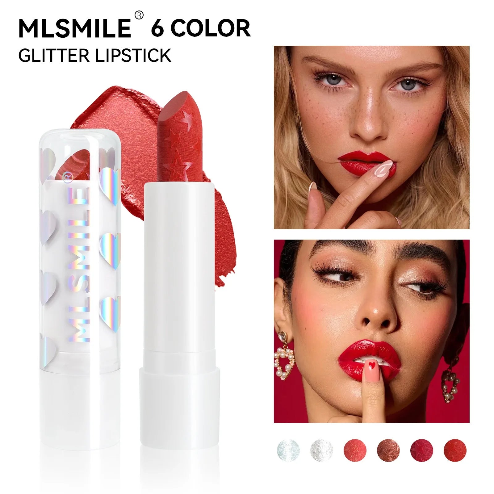 Diamond Metallic Pearlescent Lipstick Shiny Non-stick Cup Matte Velvet Waterproof Lip Stick Sexy Red White Lips Makeup Cosmetics -
