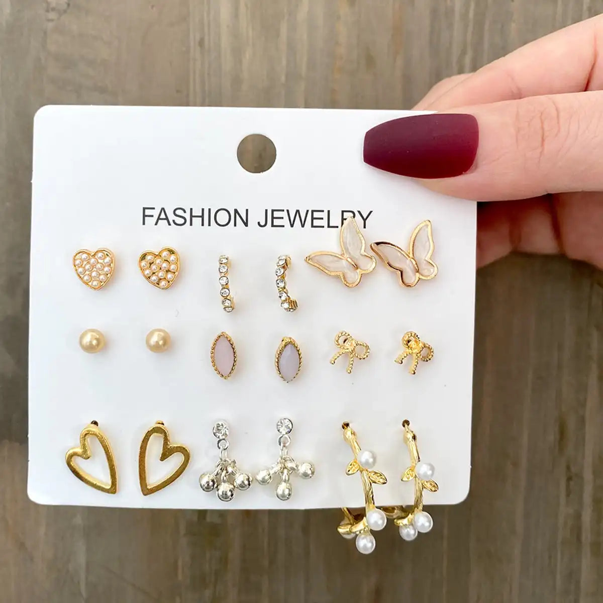 Trendy Vintage Gold Color Earrings Set Pearl Stud Earrings -